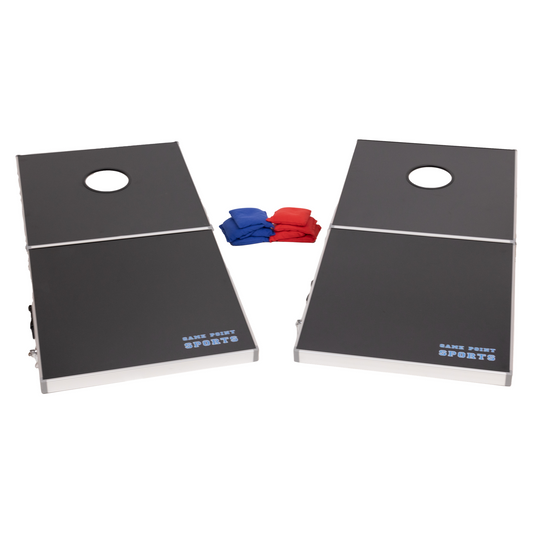 Portable 4’x2’ Black Cornhole Outdoor Game Set with Carrying Case and Bean Bags for Adults and Kids