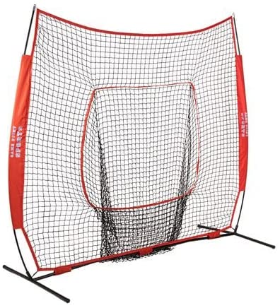 Portable Baseball and Softball Net – Great for Beginners & Experts to Practice Hitting & Pitching On The Go – 7x7 Sock Net with Strike Zone Target & Carrying Storage Bag