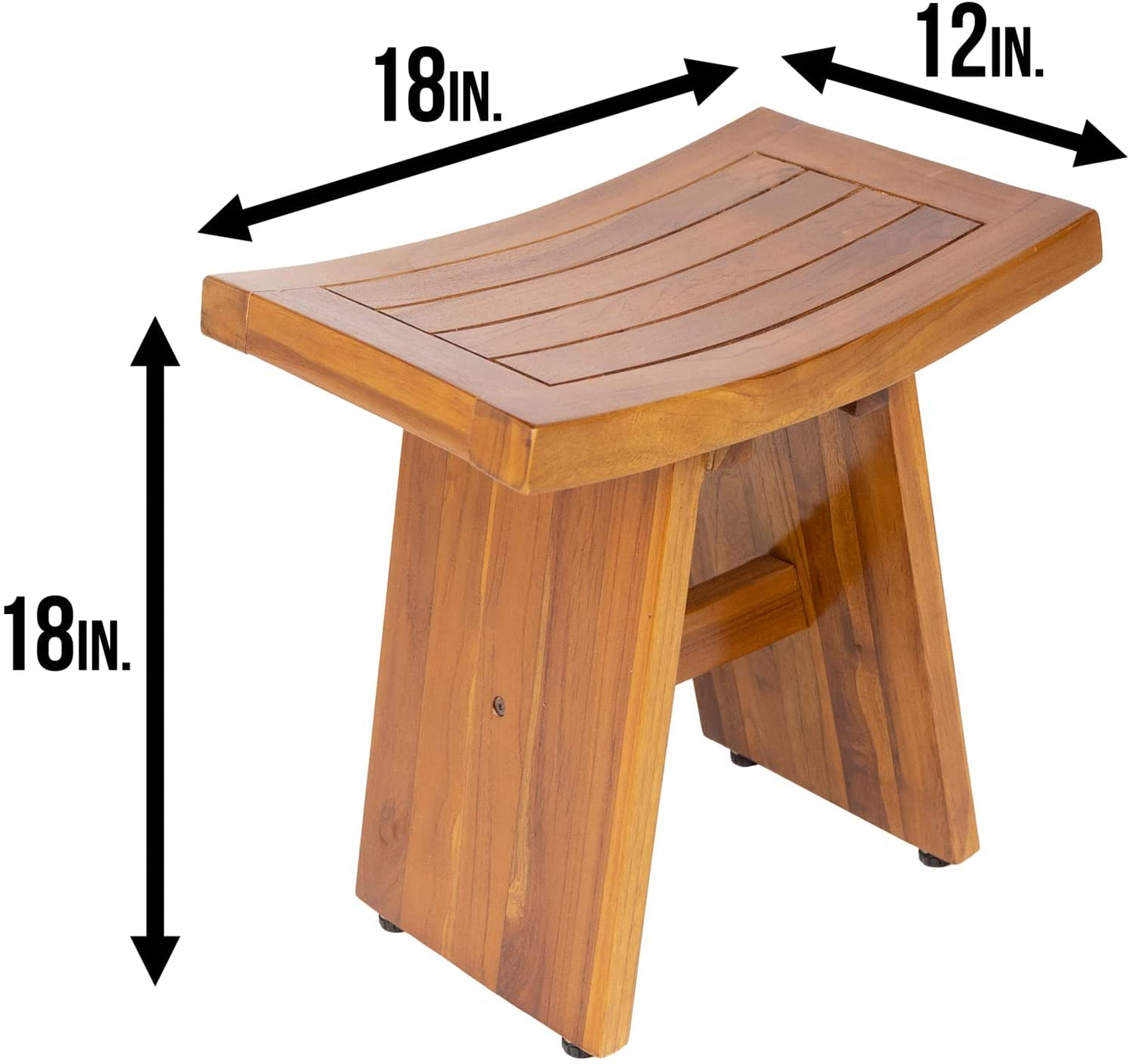 Teak Waterproof Stool - Indoor Outdoor Wood Bench, Shower Bench for Elderly, Indoor and Outdoor, Patio, Garden, Spa