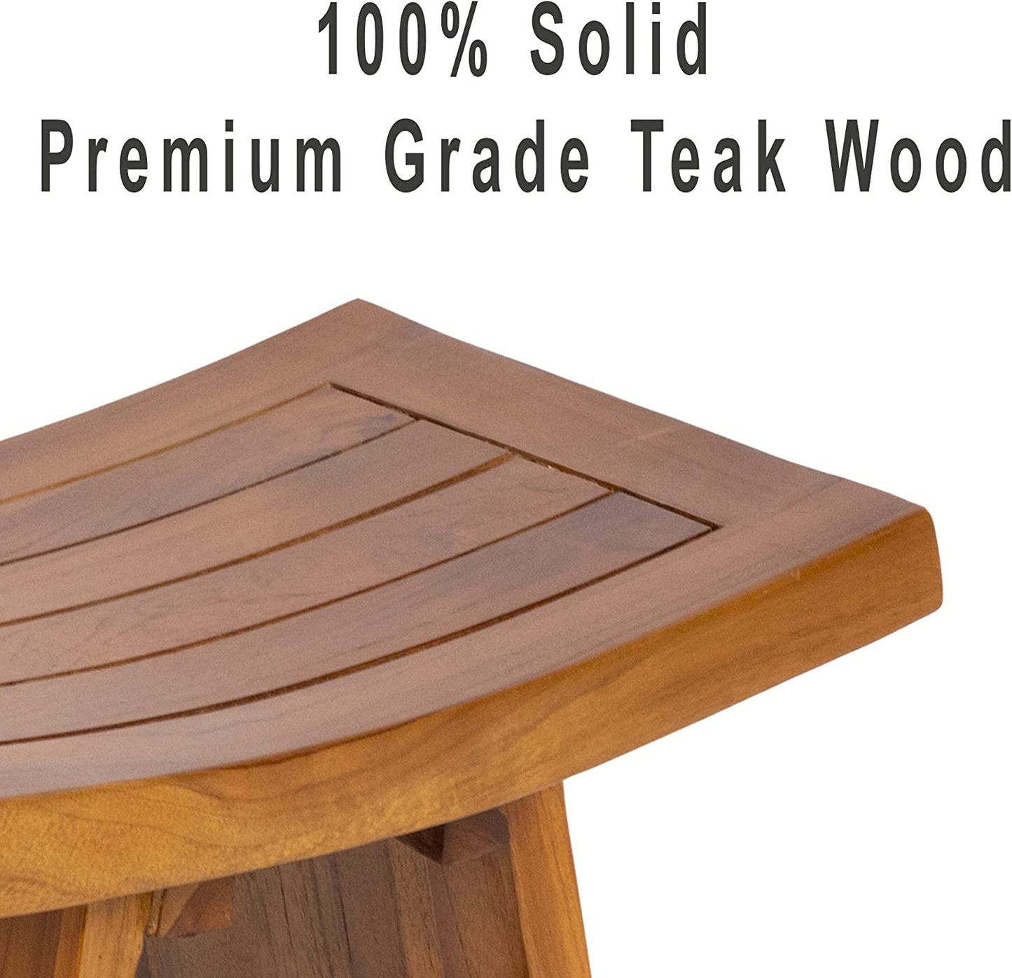 Teak Waterproof Stool - Indoor Outdoor Wood Bench, Shower Bench for Elderly, Indoor and Outdoor, Patio, Garden, Spa