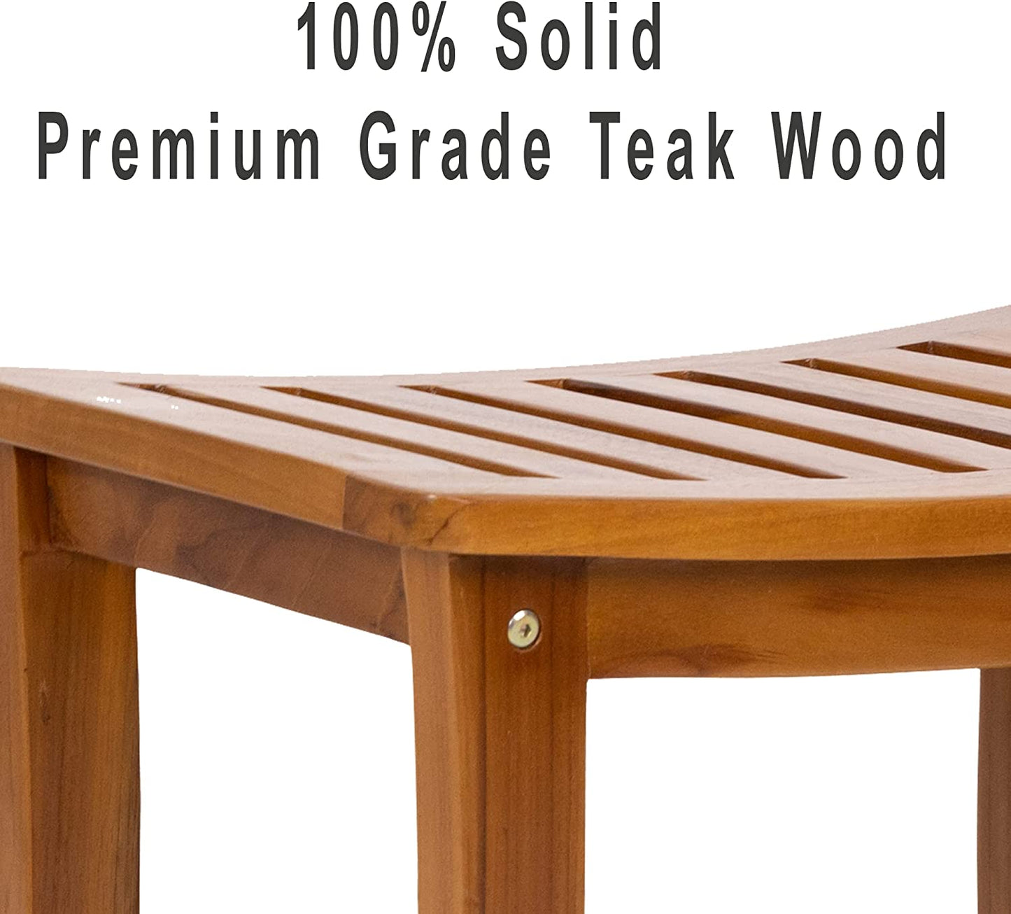 Teak Waterproof Bench - Indoor Outdoor Wood Bench with Shelf, Shower Bench for Elderly, Indoor and Outdoor, Patio, Garden, Spa