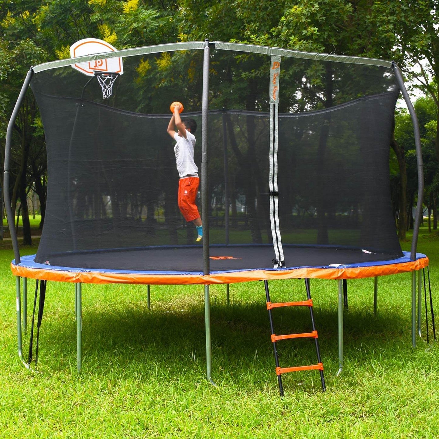 Bounce Master Trampoline Ladder - 3 Step Wide Universal Trampoline Ladder for Kids - Trampoline Accessories - Powder Coated & UV Treated Trampoline Steps for All Weather Exposure - Sturdy & Safe Design