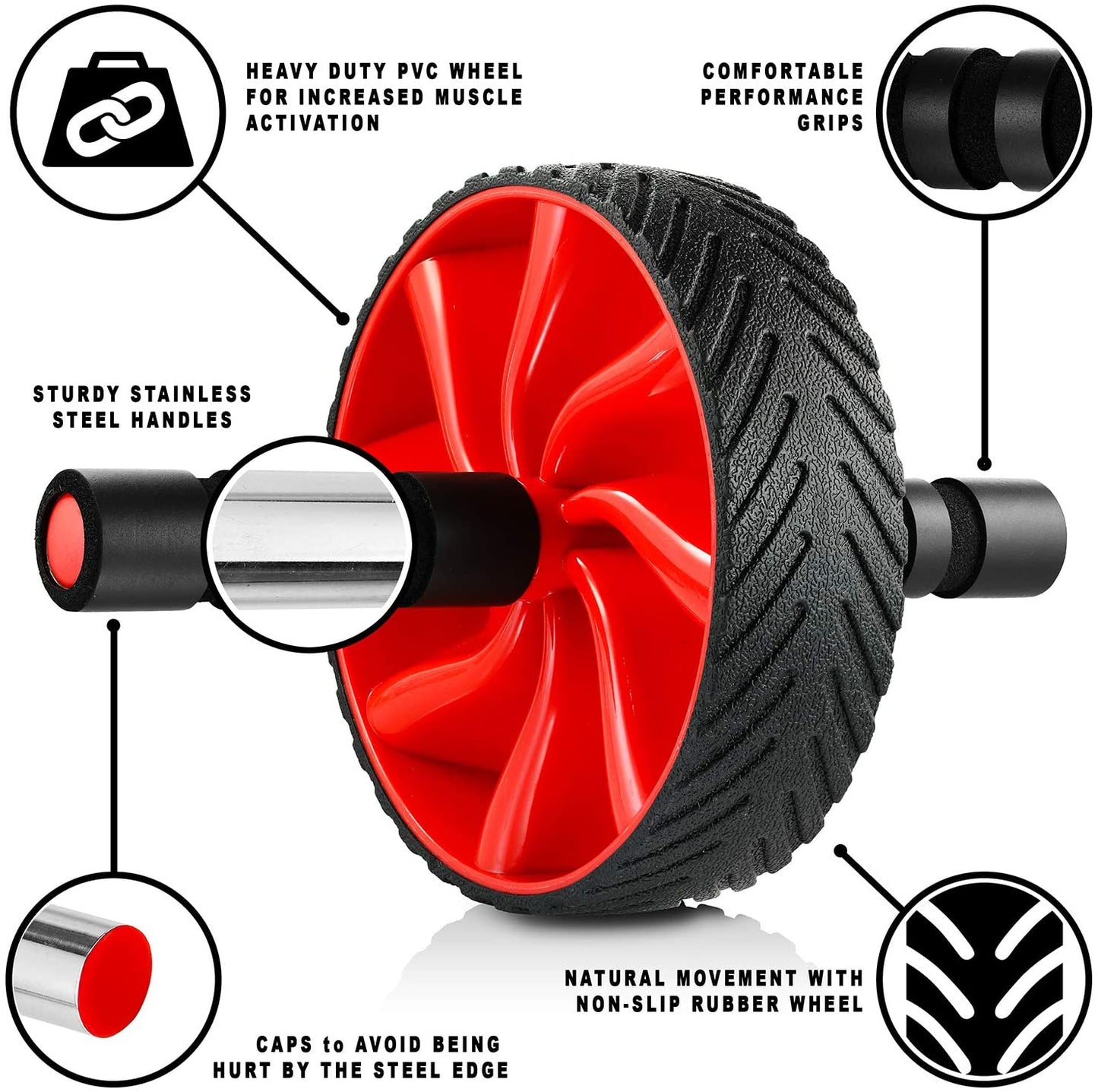 Ab Roller Wheel - Sturdy Ab Workout Equipment for Core Workout - Ab Exercise Equipment as Abdominal Muscle toner - Ab exercise equipment used as at home workout equipment for both Men & Women