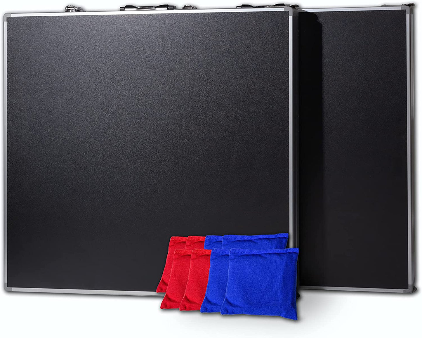 Portable 4’x2’ Black Cornhole Outdoor Game Set with Carrying Case and Bean Bags for Adults and Kids